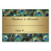 Golden Peacock Feather Table Place Name Cards Tischnummer (Vorderseite)