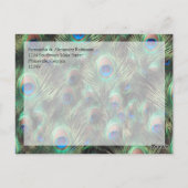 Golden Peacock Feather Wedding/Danke Postkarte (Rückseite)