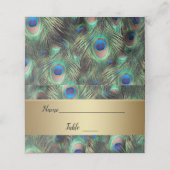 Golden Peacock Feather Wedding Platzkarte (Außenseite Aufgefaltet)