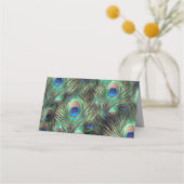 Golden Peacock Feather Wedding Platzkarte (Rückseite)