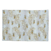 Golden Peacock Feathers and Blätter Kissenbezug (Rückseite)