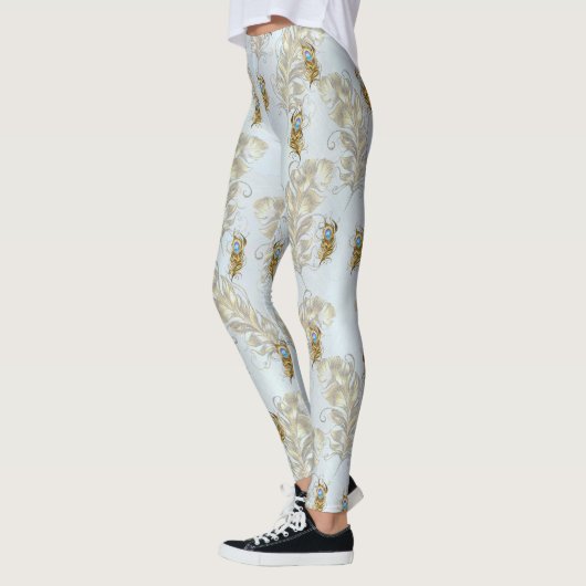 Golden Peacock Feathers and Blätter Leggings (Links)