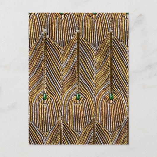 Golden Peacock Feathers Postkarte (Vorderseite)