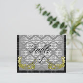 Golden Peacock Illustration Damaskus auf der Tisch Postkarte (Stehend Vorderseite)