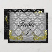 Golden Peacock Illustration Damaskus auf der Tisch Postkarte (Vorne/Hinten)