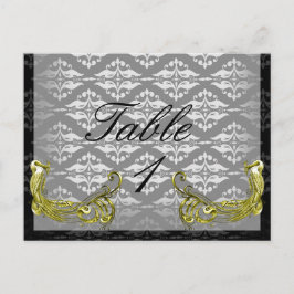 Golden Peacock Illustration Damaskus auf der Tisch Postkarte