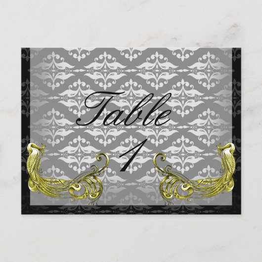 Golden Peacock Illustration Damaskus auf der Tisch Postkarte (Vorderseite)
