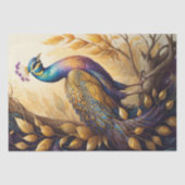 Golden peacock in a golden forest v3 seidenpapier (Vorderseite)