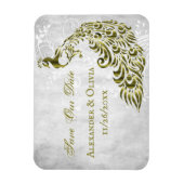 Golden Peacock Leaf Wein retten Date Magnet (Vertikal)