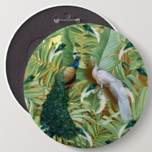 Golden Peacock Tempel Button (Vorne & Hinten)