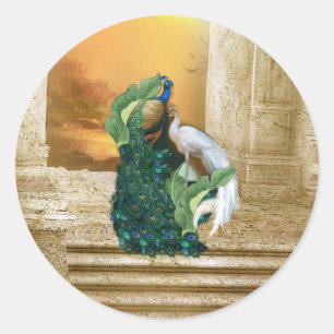 Golden Peacock Tempel Dreams Messenger Bag Runder Aufkleber