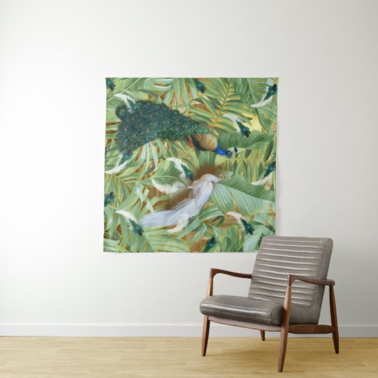 Golden Peacock Tempel Wandteppich (Beispiel (Horizontal))