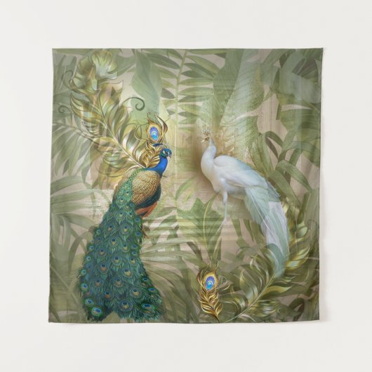 Golden Peacock Tempel Wandteppich (Vorderseite)