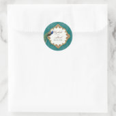 Golden Peacock & Wirbel - Hochzeitsticker oder Sie Runder Aufkleber (Tasche)