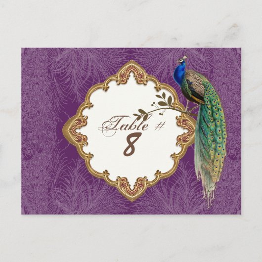 Golden Peacock & Wirbel - Tischnummer Cards (Vorderseite)