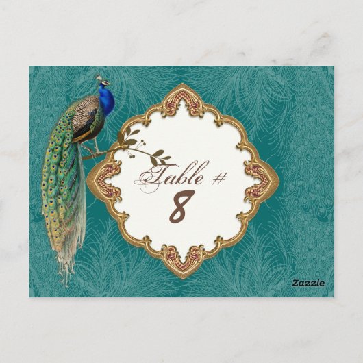 Golden Peacock & Wirbel - Tischnummer Cards (Rückseite)