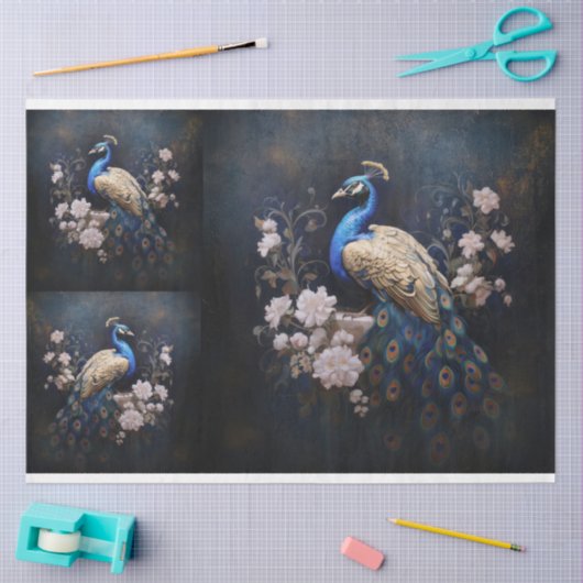 Golden Peacock X3 Decoupage Seidenpapier (Basteln)