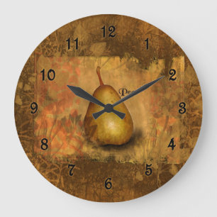 Golden Pear Botanical Große Wanduhr