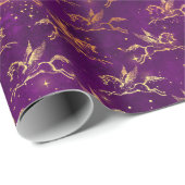 Golden Pegasus Sparkle Pattern on Regal Purple Geschenkpapier (Rolleneckpunkt)