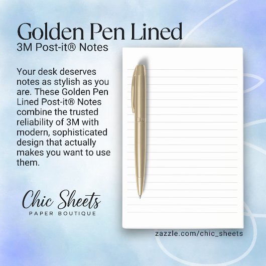 Golden Pen Lined 3M Post-it® Notizen