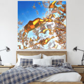 Golden Pencies Stretched Canvas Print Leinwanddruck (Insitu (Schlafzimmer))