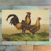 Golden Penciled Hamburg Roosters and Hens on Farm Seidenpapier