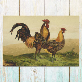 Golden Penciled Hamburg Roosters and Hens on Farm Seidenpapier