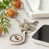 Golden Penciled Hamburg Roosters Maroon Monogram Schlüsselanhänger (Seite)