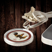 Golden Penciled Hamburg Roosters Maroon Monogram Schlüsselanhänger