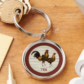 Golden Penciled Hamburg Roosters Maroon Monogram  Schlüsselanhänger