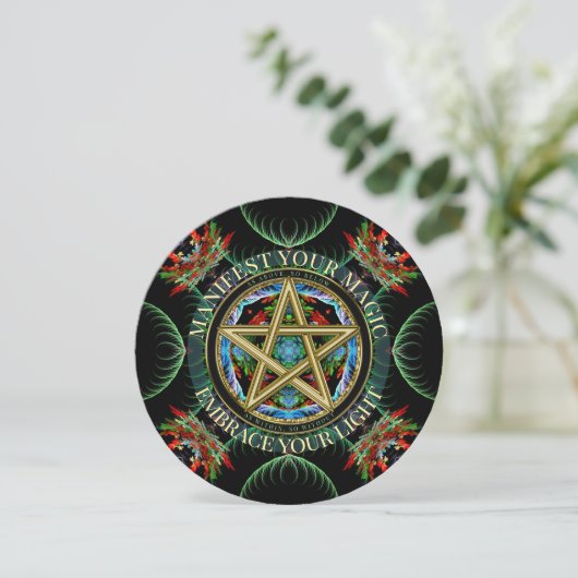 Golden Pentacle Celestial New Moon Circle Einladung (Stehend Vorderseite)