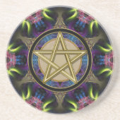 Golden Pentacle Magick Fractals Getränkeuntersetzer (Vorne)