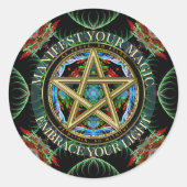 Golden Pentacle Magick Fractals Runder Aufkleber (Vorderseite)