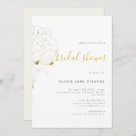 Golden Peony Elegante Blumenskizze BW Brautparty Einladung