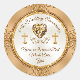 Golden Personalisiert, 50. Jubiläumskleber Runder Aufkleber