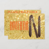 Golden Personalisiert Cigaro Einladung (Vorne/Hinten)