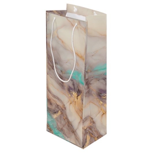 Golden Petal Geschenktüte Für Weinflaschen (Rückseite Schrägansicht)