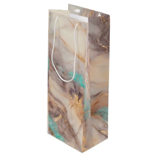 Golden Petal Geschenktüte Für Weinflaschen (Vorderseite Schrägansicht)