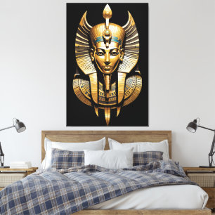 Golden Pharao in Regal Headdress Art Leinwanddruck