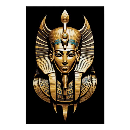 Golden Pharao in Regal Headdress Art Poster (Vorderseite)