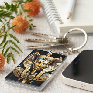 Golden Pharao in Regal Headdress Art Schlüsselanhänger