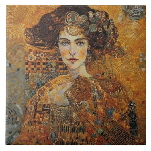 Golden Phase Gustav Klimt Mosaic Edwardian Frauen Fliese (Vorderseite)