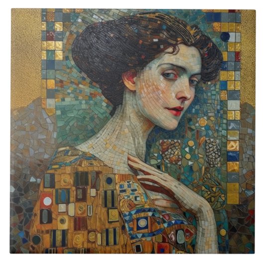 Golden Phase Gustav Klimt Mosaic Edwardian Frauen  Fliese (Vorderseite)