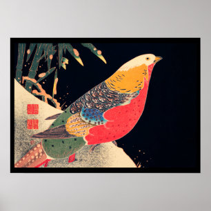 Golden Pheasant in the Snow Bird - Jakuchu (1900) Poster