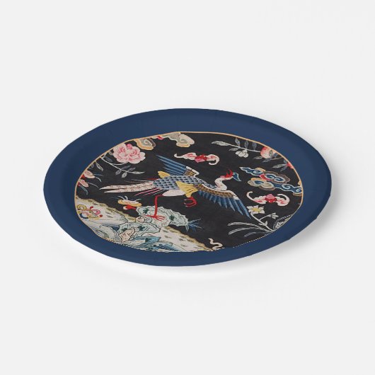 Golden Pheasant & Quing Dynastie /imperiale China  Pappteller (Schrägansicht)