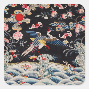 Golden Pheasant & Quing Dynastie /imperiale China Quadratischer Aufkleber