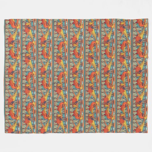 Golden Pheasant Retro Fleecedecke (Vorderseite (Horizontal))