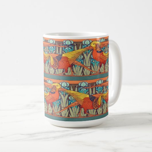 Golden Pheasant Retro Kaffeetasse (VorderseiteRechts)