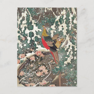 Golden Pheasants in Snow von Ito Jakuchu Postkarte
