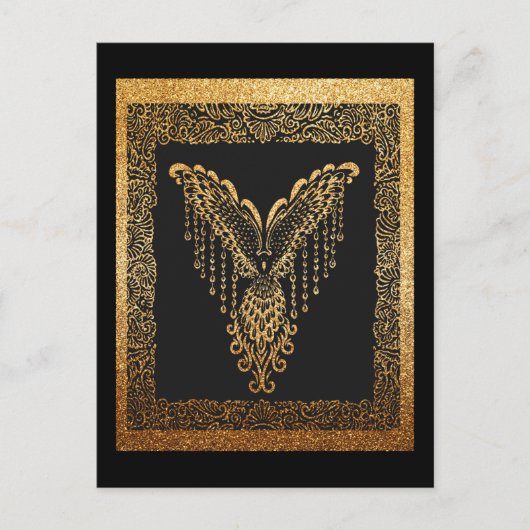 Golden Phoenix Elegance Postkarte (Vorderseite)